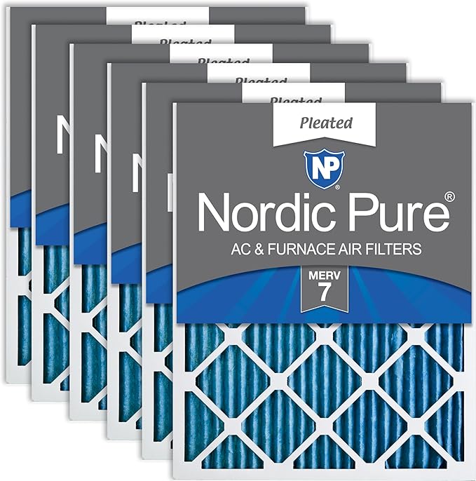 Nordic Pure 16x20x1 (15 1/2 x 19 1/2 x 3/4) Pleated MERV 7 Air Filters 6 Pack