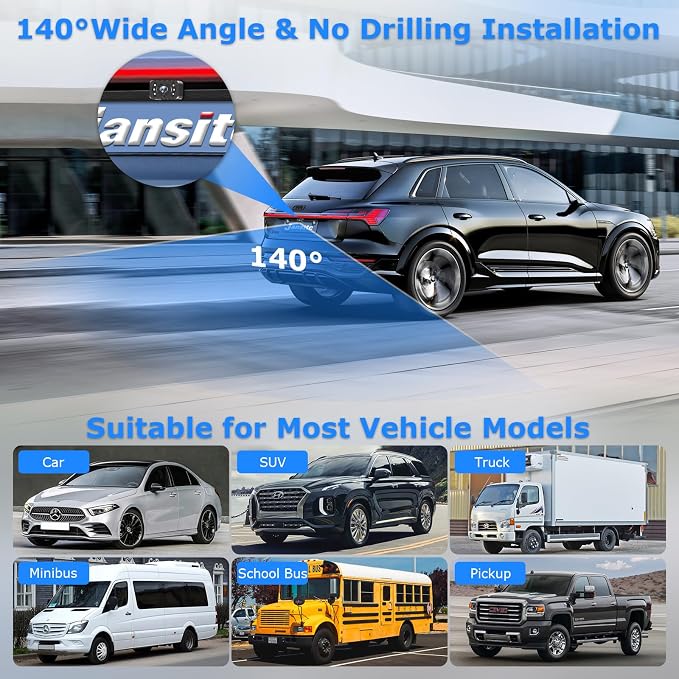 Wireless Backup Camera for Car【6 LED】 5'' AHD 1080P Back up Camera for Cars with Monitor Waterproof License Plate Reverse Camera for Truck Trailer RV Pickup DIY Guide Lines