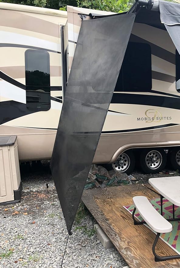 Shadeidea RV Awning Sun Shade Screen for Side Panel - 9' 6'' X 7' 6'' -Black Mesh Sunshade Motorhome Camping Trailer UV Sunblocker Canopy Sunscreen - 3 Year Warranty