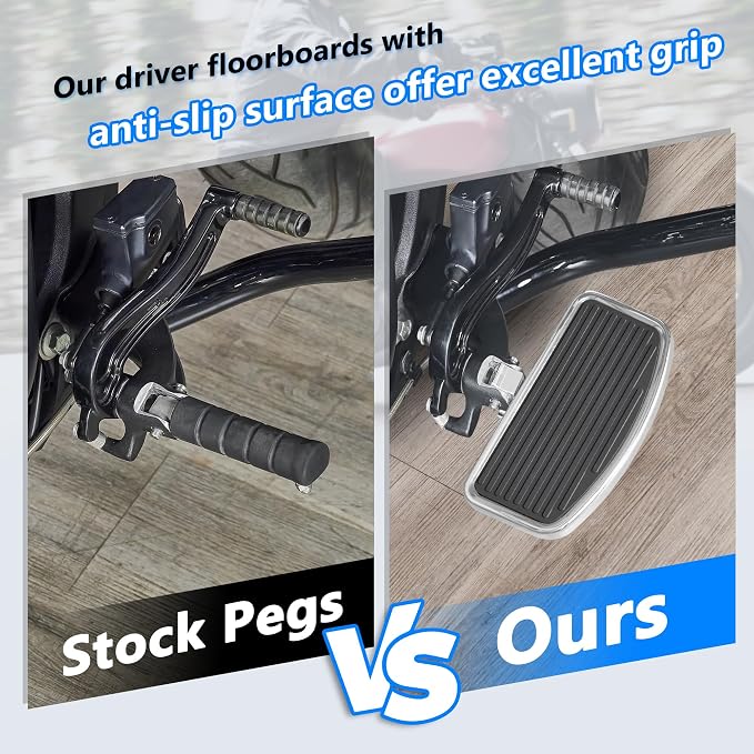 D-shaped Driver Footboards Front Rider Foot Rest Floorboards for Indian Scout Sixty Bobber 2015-2025 Models Foot Pegs Accessories(Chrome, Stripe A)