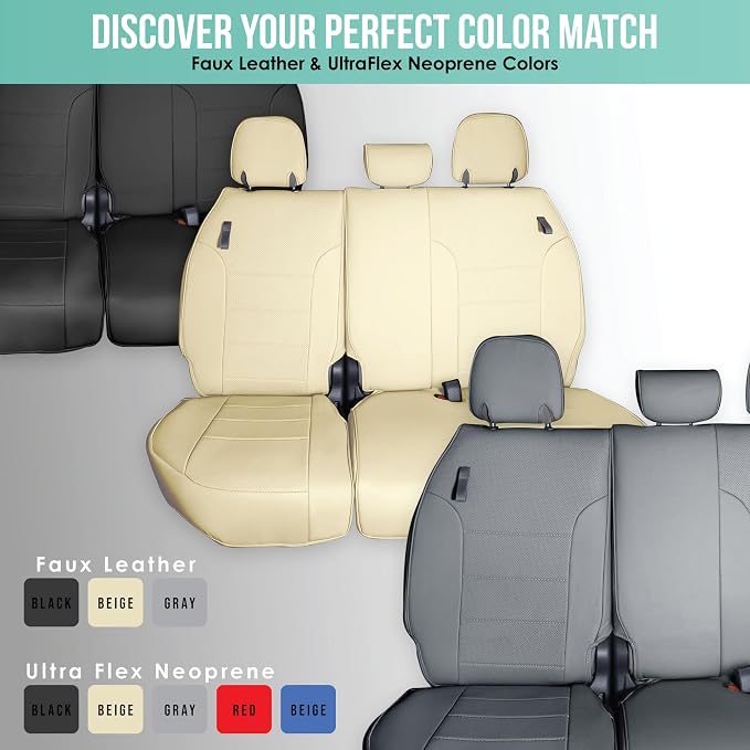 FH Group Custom Fit Car Seat Covers Specifically Made for 2021-2024 Toyota Sienna 7-8 Seater, Faux Leather Automotive Seat Covers - 3rd Row Solid Gray