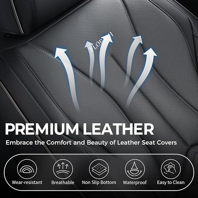 FLORICH Front Car Seat Covers, Leather Seat Covers for Cars, Waterproof Car Seat Protectors 2 Pack, Front Seat Covers for Cars, Automotive Seat Covers Protector Fit for Most Sedans SUV Pick-up Truck