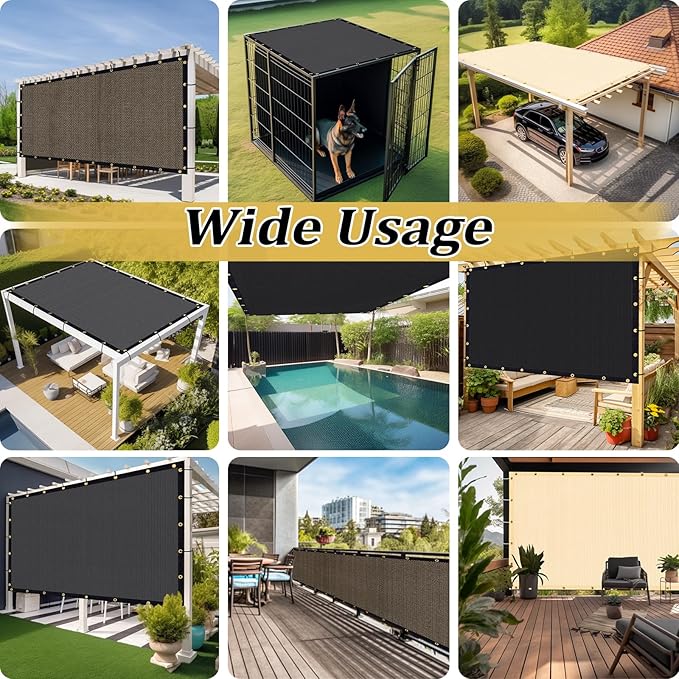 Shade&Beyond Customized Size 7' X 20' Shade Cloth with Grommets, 90% UV Protection UV Protection Mesh Tarp Sun Screens for Patio GN04, Mocha
