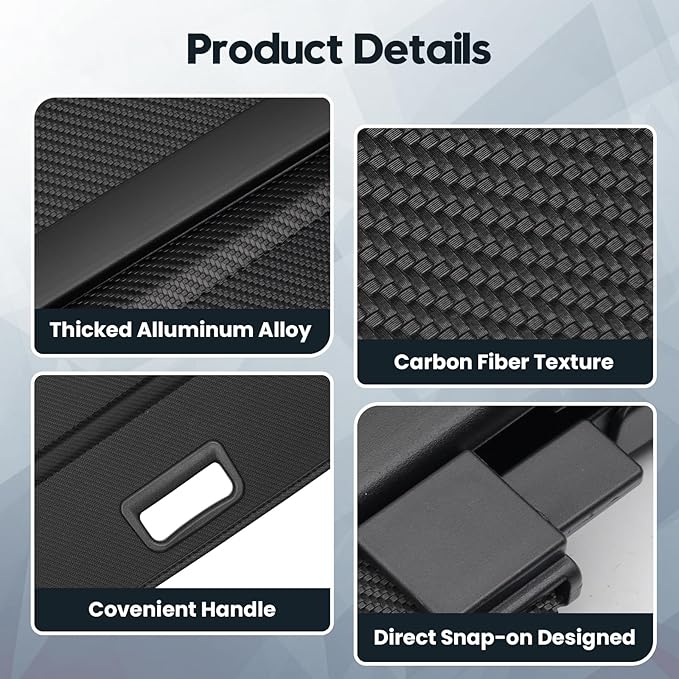 Powerty Retractable Cargo Cover for 2020-2025 Hyundai Palisade, Carbon Fiber Texture Trunk Cover Privacy Screen Rear Security Shade for Palisade Accessories