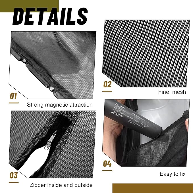Yahenda SUV Tailgate Mesh Screen for Camping, Car Tailgate Tent Shade, Breathable Bug Screen with Magnetic Design, UV Protection Privacy Cover, Car Camping Accessories(X-Large,Full Wrap,Black)