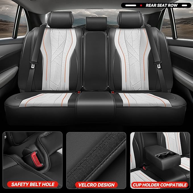 Auto Dynasty Car Seat Covers Full Set, Anti-Slip Automotive Interior Covers with Storage Pocket, Breathable Car Seat Protectors, Airbag Compatible, Universal Fit Most Vehicles, Gray (Touring Series)
