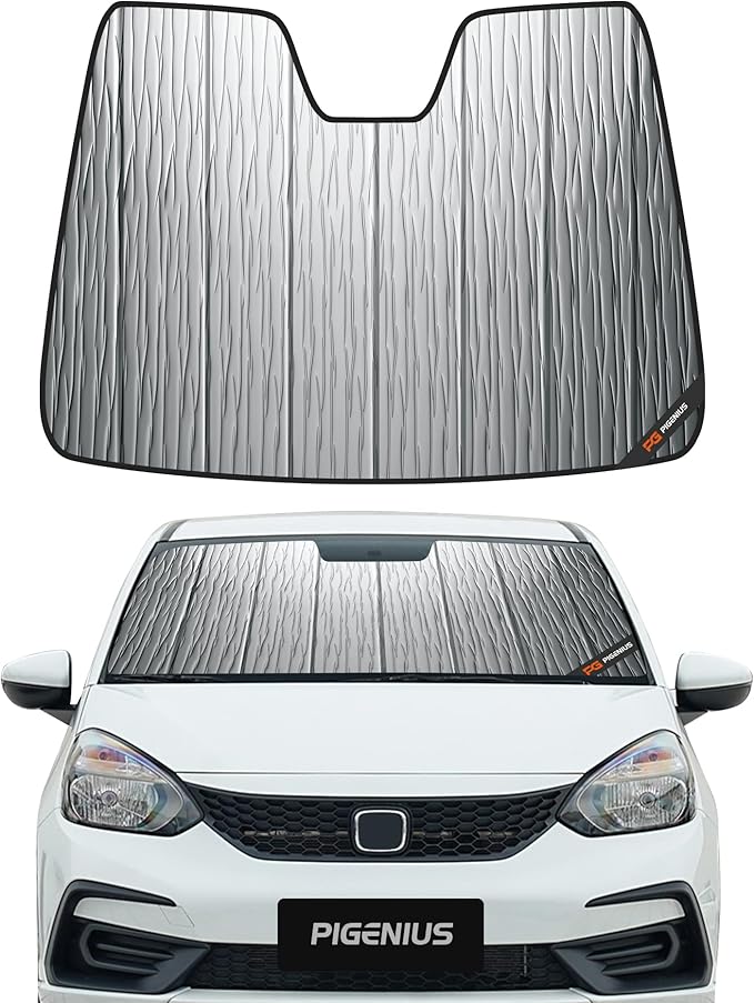 Pigenius Windshield Sunshade for Honda Fit 2015-2020 (Gen 3 / GK5) Hatchback, Reversible Silver/Black