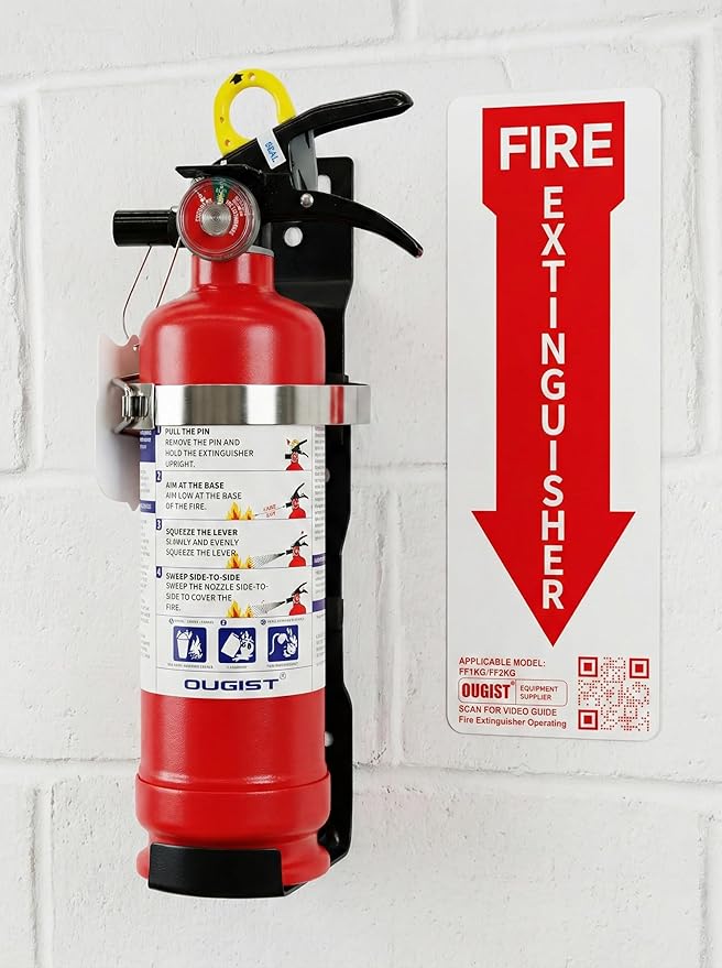 Ougist ABC Fire Extinguisher with Home Wall mount Bracket, Quick-Release Handle,2.5lb Dry Chemical Fire Extinguisher kit for home, business and kitchen, Office (Model FF1KG)