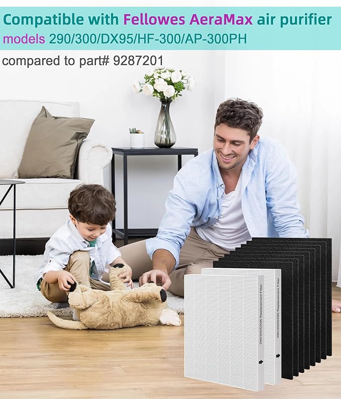 (2+8) 290/300/DX95 Replacement Filter Compatible with Fellowes AeraMax 290 300 DX95 Air Purifier HF-300 AP-300PH, 9287201