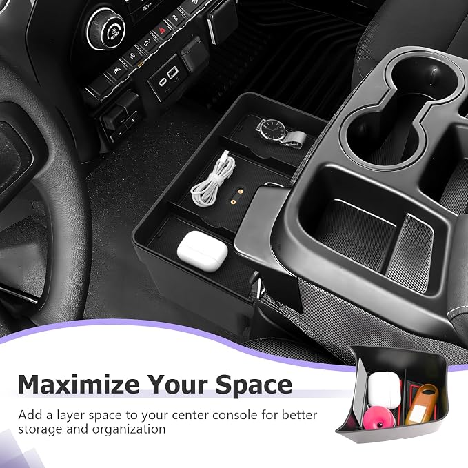LUWU Center Console Hanging Organizer Box Compatible with 2019-2025 2026 Chevy Silverado/GMC Sierra 1500 & 2020-2026 Silverado/Sierra 2500HD 3500HD Accessories (Split-Bench Folding Seat Only)