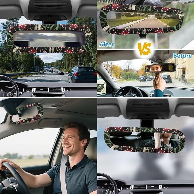 17Pcs Mushroom Car Seat Covers Set for Front and Rear Full Set,Starry Sky Mushroom Car Accessories for Women with Shoulder Pad,Car Seat Head Rest Protector for Auto Front Seat Rest Decor