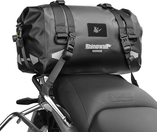 Rhinowalk Motorcycle Saddle Bag 20L – Compact Waterproof Tail Pack with Roll-Top Magnetic Closure, Backpack Convertible