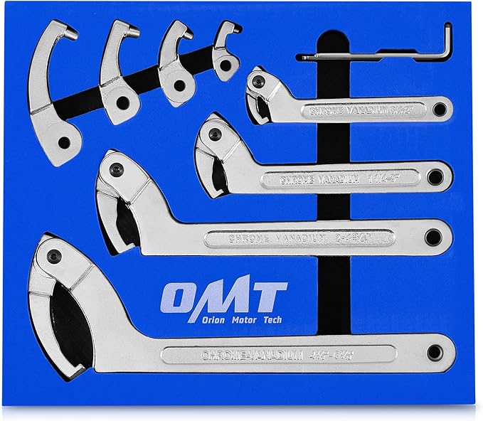 Orion Motor Tech 8pc Adjustable Pin Spanner Wrench Tool Set & 15pc Fan Clutch Wrench Set, Bundle