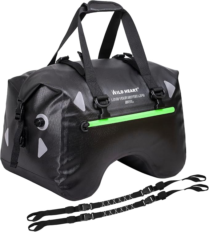 WILD HEART Dry Motorcycle Tail bag 70L/50L With Rope Straps and Inner Pocket Waterproof PVC 500D for Travel,Motorcycle and so on