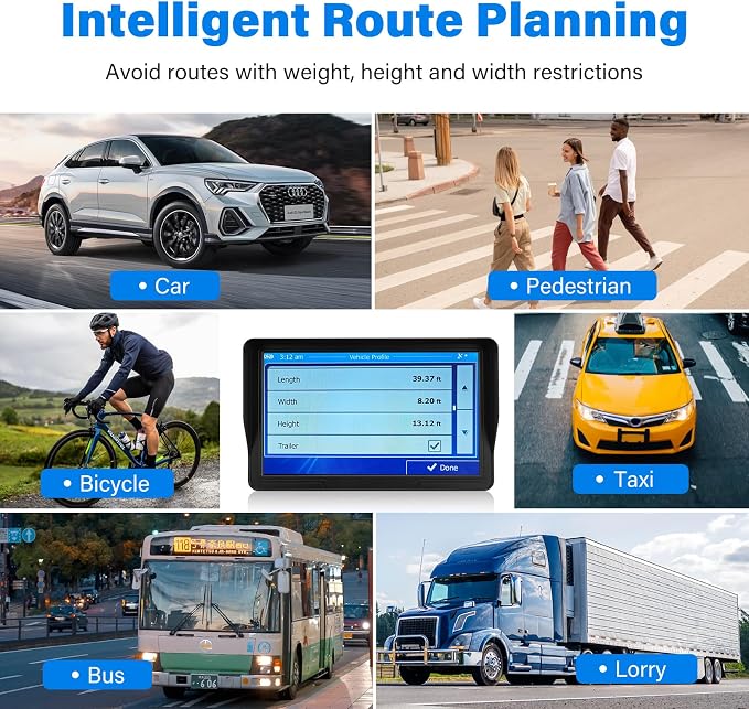 GPS Navigator for Car Truck RV, 9-Inch HD Touchscreen GPS for Car with 2026 Maps Free Lifetime Updates, Voice Turn-by-Turn Guidance, Speed & Red Light Camera Alerts, Custom Truck Routing