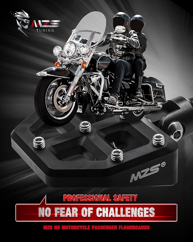MZS Motorcycle Passenger Floorboards, Touring Rear Footboards MX Foot Pegs Floor Boards Mount Bracket Kit CNC Black Compatible with 93-25 Road Glide Electra Street Glide Road King Tri Ultra CVO FLD