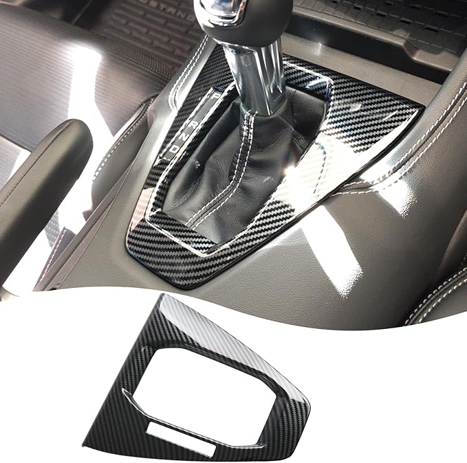 MUXEE Console Gear Shifter Panel Cover,for Ford Mustang 2024 2025 2026 - ABS Carbon Fiber Sport Style Automatic Gear Shift Head Panel Cover Accessories(for Automatic Gear Model)