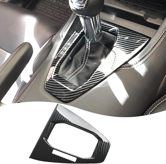 MUXEE Console Gear Shifter Panel Cover,for Ford Mustang 2024 2025 2026 - ABS Carbon Fiber Sport Style Automatic Gear Shift Head Panel Cover Accessories(for Automatic Gear Model)