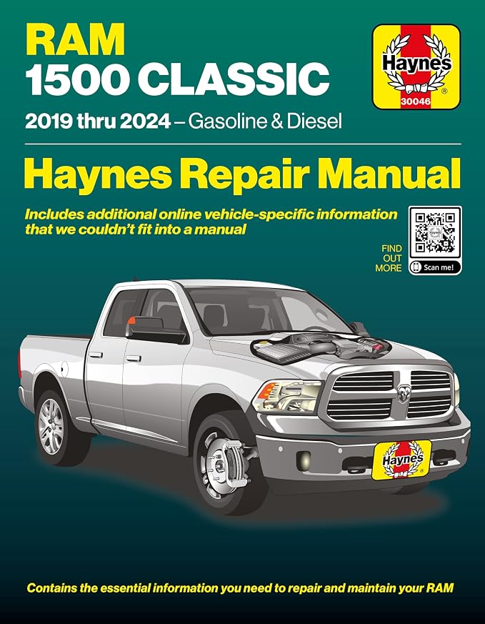 Haynes RAM 1500 Classic (2019–2023) Repair Manual: Covers 3.6L V6, 5.7L V8 Gas & 3.0L EcoDiesel (Online) – Maintenance, Repairs, Troubleshooting & Wiring Diagrams