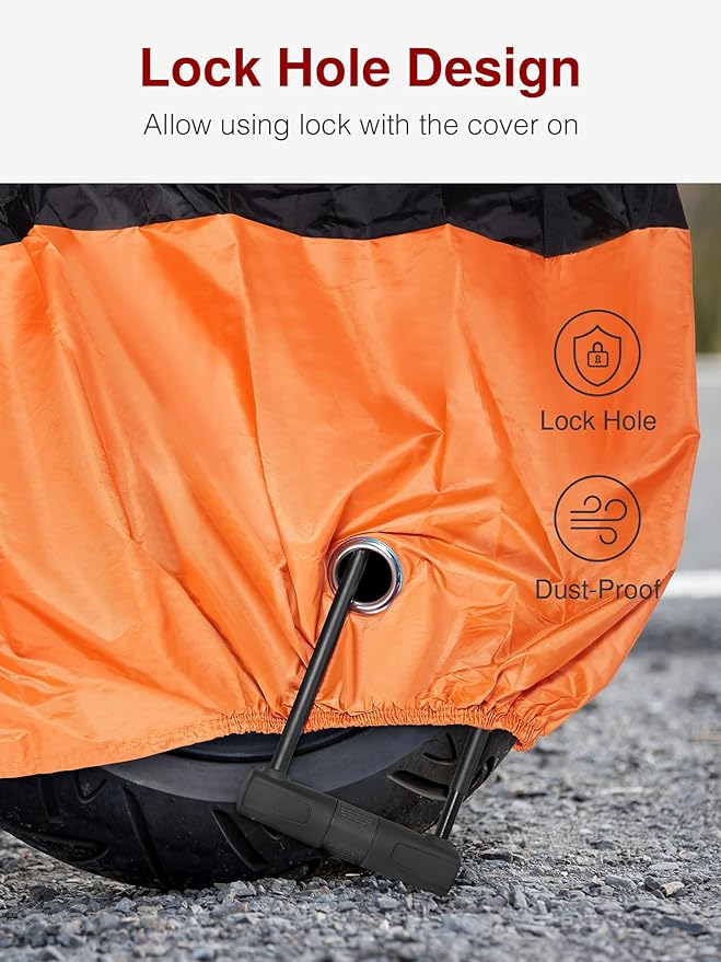 Puroma Motorcycle Cover Heavy Duty Scooter Cover Waterproof Outdoor All Season Universal Weather Quality Protection with Night Reflective, Lock Holes and Storage Bag Fits up to 97" Motorcycle Vehicle