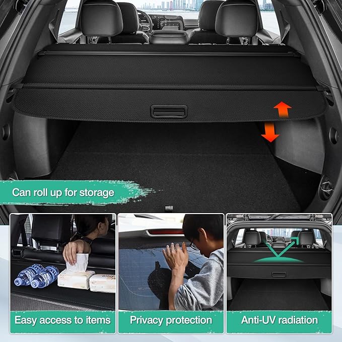 Powerty Cargo Cover for 2025 2026 Chevy Chevrolet Equinox/GMC Terrain Accessories Trunk Cover Retractable Trunk Shielding Shade Cargo Luggage Cover No Gap(NOT for Equinox EV)