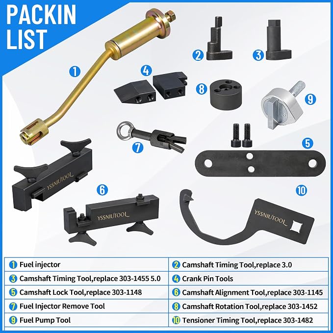 Camshaft Alignment timing Tool Kit Compatible with Jaguar Land Rover Discovery 4 Range Rover Sport V8 5.0L V6 3.0L with Fuel Injector Remover Installer Tool , Compatible with Discovery 3 or 4 3.0T.