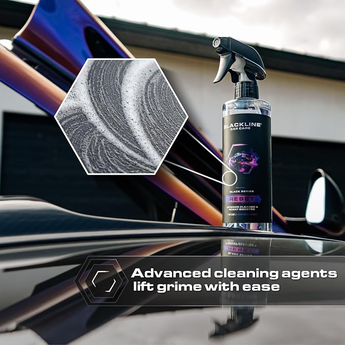Blackline Luxury Scented Leather Interior Car Cleaner Reset Deep Cleans & Deodorizes All Surfaces, pH-Neutral High-Foam Formula, Long-Lasting Premium Fragrance and Deodorization for Car - JDM Squash