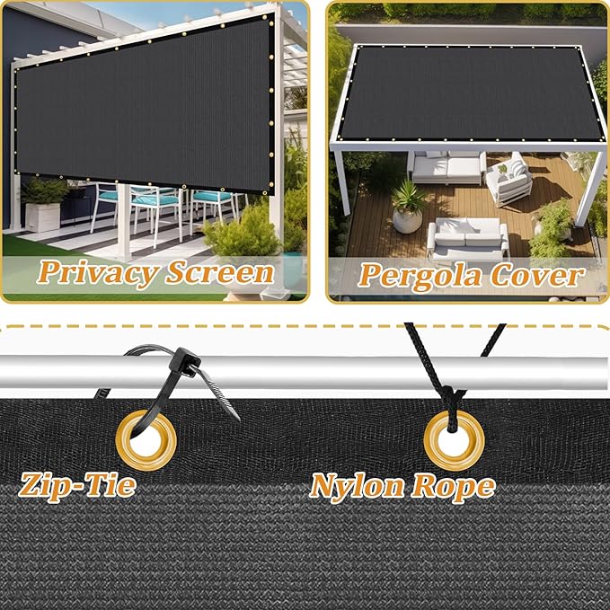 Shade&Beyond Customized Size 19' X 21' Shade Cloth with Grommets, 90% UV Protection UV Protection Mesh Tarp Sun Screens for Patio GN04, Dark Gray