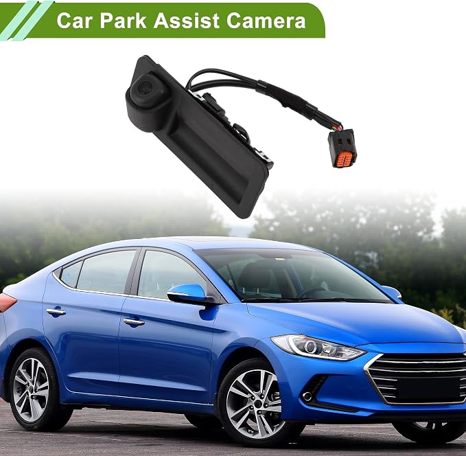 Car Park Assist Camera Rear View Backup Reverse Camera with Tailgate Handle for Hyundai Elantra 2016-2018 No.95760F0300/95760F2000/95760F2001 1 Pc