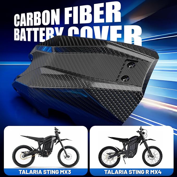 Funparts Real Carbon Fiber Battery Cover for Talaria Sting R MX4, Electric Dirt Bike Battery Guard Protect Warp for Talaria Sting MX4 MX3, High Strength Natural Lluster Colorfast