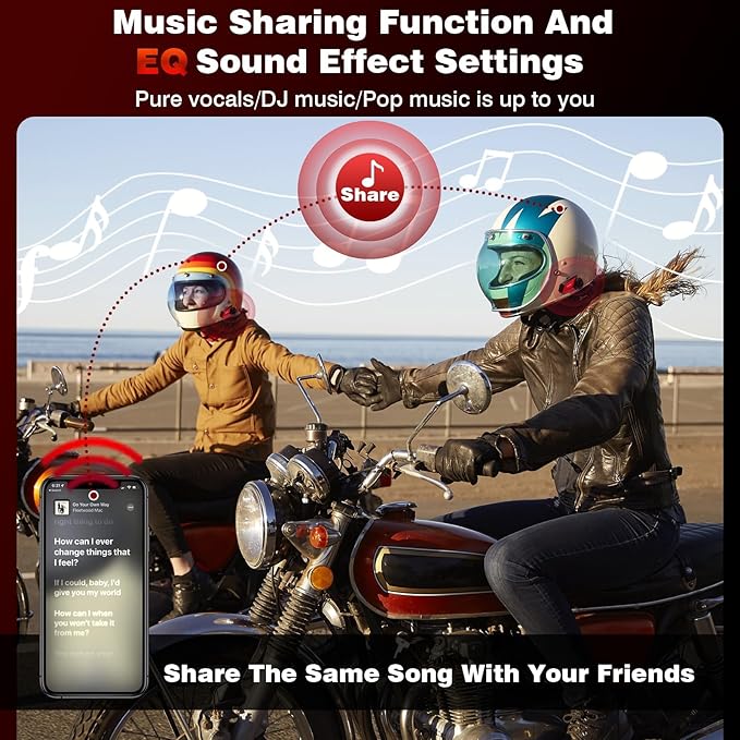 Motorcycle Helmet Headset 8 Riders Communication System X8 Intercom with Music Sharing/HiFi Sound/3 EQ Music Modes/DSP&CVC Noise Cancellation/IP67/FM Radio - X8-Red 1 Pack
