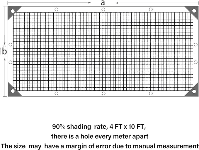winemana 90% Shade Cloth for Garden- 4x10 FT Breathable Mesh Tarp for Vegetables & Plants, Outdoor Patio Sun Shade with Grommets - Chicken Coop, Dog Kennel Cover
