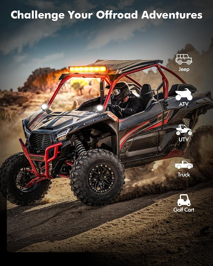 Auxbeam 6 Modes Amber White Series 4-Pack LED Pods Set Multi-Function | 4-inch off-road lights, Dual color strobe fog lights, Spot flood combo beam, 240W auxiliary light bar for offroad