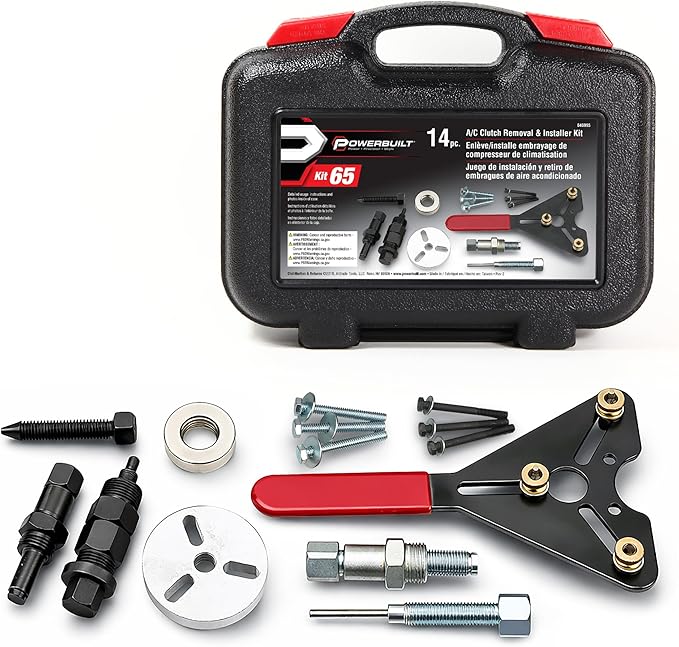 Powerbuilt Air Conditioning Clutch Remove and Install Tool kit, AC Compressor Clutches Remover and Installer, Holding Tools, Storage Case - 948995,Silver