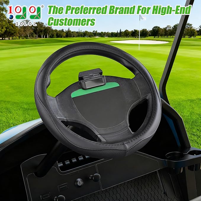 10L0L Golf Cart 14" Steering Wheel Cover for Club Car DS Precedent and Yamaha Models, Breathable Rubber Leather Materials,Good Texture Nice Look（Charcoals）