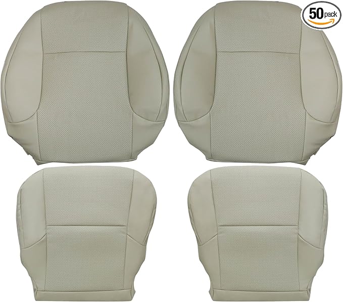 Driver & Passenger Bottom & Top Lean Back Leather Replacement Seat Covers Tan #LA00 or LB00 Compatible with Lexus GX460 2010 2011 2012 2013 2014 2015 2016 2017