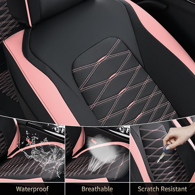 FLORICH Car Seat Covers Front Seat, Leather Seat Covers for Cars, Waterproof Car Seat Protector Breathable, Front Seat Covers for Cars, Automotive Seat Covers Universal Fit for Most Cars SUV Truck
