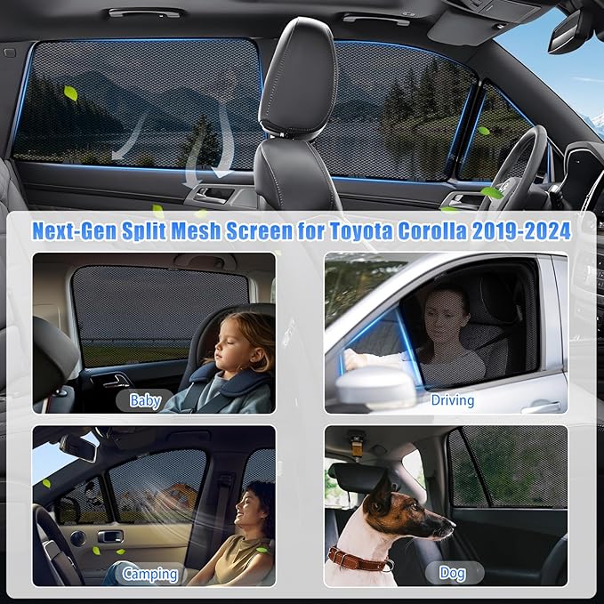 ZATOOTO Car Window Shades for Toyota RAV4 2019-2024, Car Window Cover Baby Sun Shades Sun Blocker Car Side Window Screens for Camping| UV Protection, Privacy, Ventilation, and Bug-Free Design