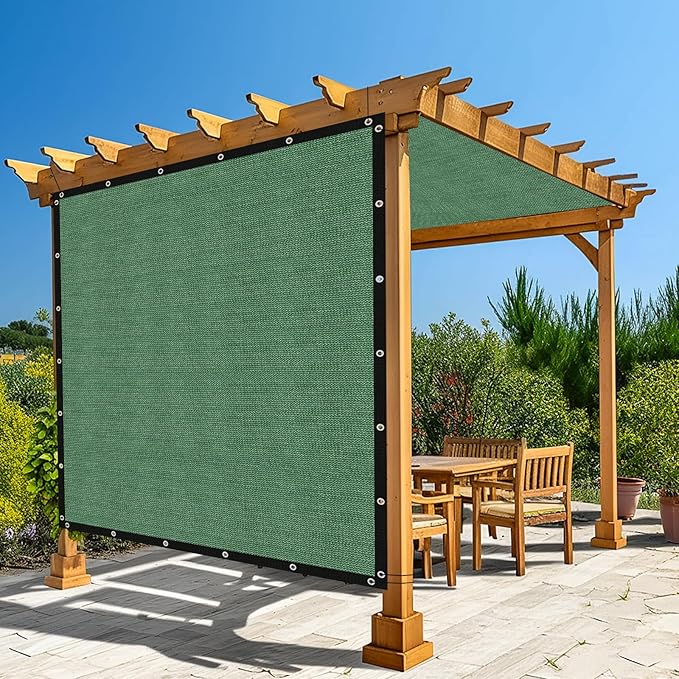 Amagenix 90% Pergola Shade Cover 5' X 13' Sun Shade Cloth with Grommets for Outdoor Garden Patio Porch, Commercial Grade 200 GSM - Cable Zip Ties Included (We Customized) GN108, Green