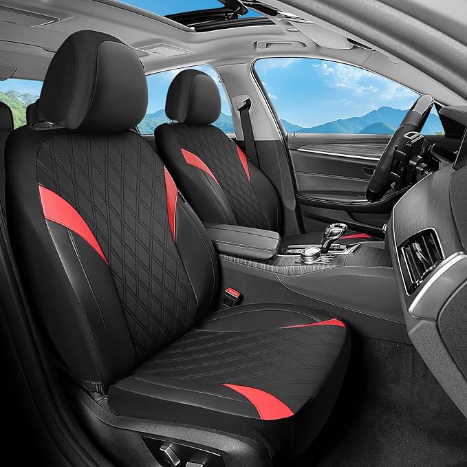 FLORICH Seat Covers Full Set, Leather Seat Covers for Cars, Waterproof Car Seat Protector Breathable, Front and Rear Seat Covers for Cars, Automotive Seat Covers Universal Fit for Most Car SUV Truck