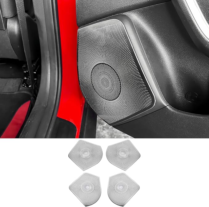 Stainless Steel Car Door Speaker Cover Car Interior Chrome Car Door Speaker Decor Cover Set Compatible with Kia Soul 2020-2025 Accessories (Silver)