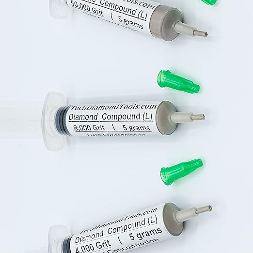 TechDiamondTools Kit of 3 Diamond Polishing Compound Polishing Paste USA Made 4000 8000 50000 Grit for Marble Glass Metal Rock Jewelry Resin Silver Gemstone with 10% of Diamond Powder
