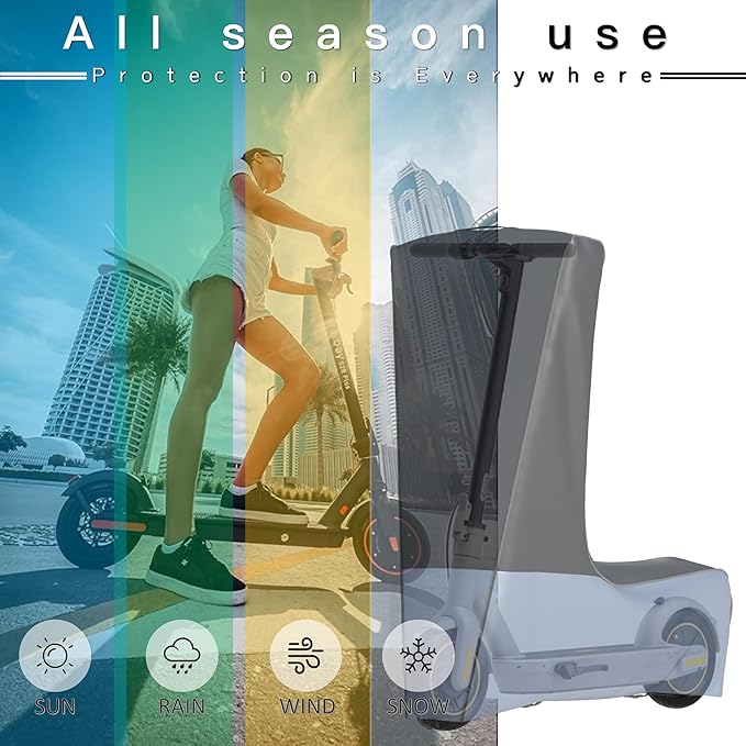 Electric Scooter Cover (300W-800W) - All Season Universal Fit, Better Fit Design,Heavy Duty Oxford Fabric,Dustproof Windproof Protection, (Black Grey)（47X24X45