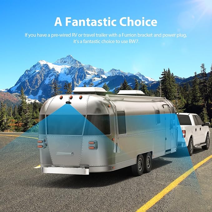 ZEROXCLUB 3-Camera Wireless RV Backup Camera System with 7-Inch Monitor, 1 Rear Sharkfin, 2 Side Cameras, DVR Monitor & IR Night Vision, IP69K Waterproof, Compatible with Furrion Pre-Wired RV Trailer