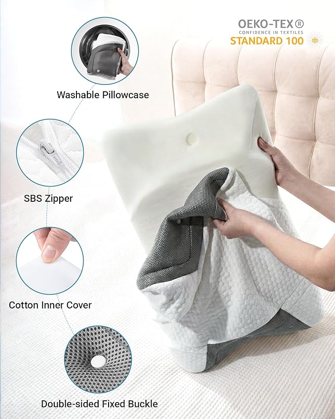 Elviros CPAP Pillow for Side Sleeping, HSA/FSA Sleep Apnea Memory Foam Pillow for All CPAP Masks Users to Reduce Air Leaks & Masks Pressure, Adjustable Height with Cooling Breathable Cover