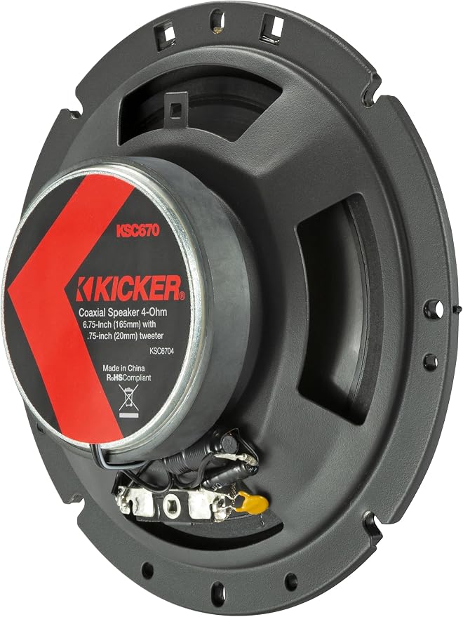 KICKER 51KSC6704 KS-Series 6.75" Coaxial Speakers with .75" tweeters, 4-Ohm, Pair