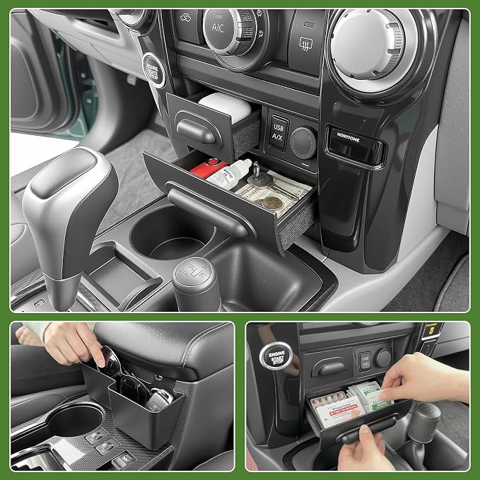 Center Console Organizer for 2014-2024 Toyota 4Runner Upgraded Hanging Armrest Box Extra Storage Drawer Inserts Tray for 4 Runner Interior Accessories(Fit 14-24/Hanging+Drawer Organizer)