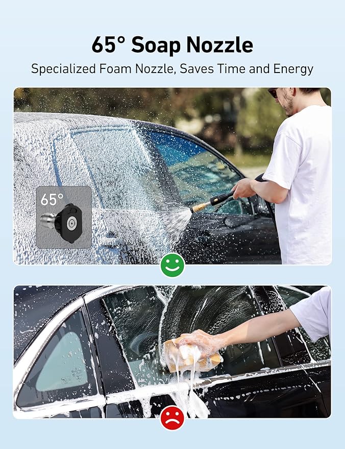 AstroAI Pressure Washer Spray Nozzle Tips 5-Pack & Foam Cannon Heavy Duty 1.5 L