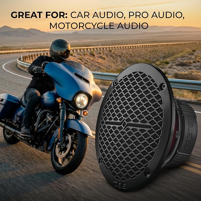 DS18 PRO-ZT Pro Audio Coaxial Midrange Speakers with Built-in Bullet Tweeter, 4-Ohms, Water Resistant - Black Metal Mesh Grill Included (1 Speaker) (8" inches)