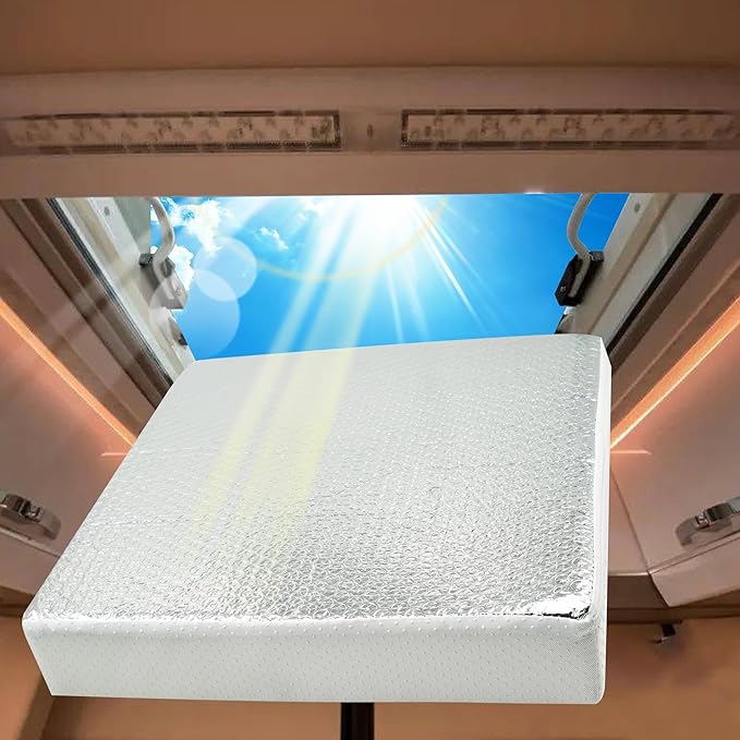 14"x14"x3" Universal Vent Insulator, RV Skylight Cover with Reflective Surface, Skylight Shade for Energy Savings and Sunroof Fits 14 Inch X 14 Inch RV/Camper Vents